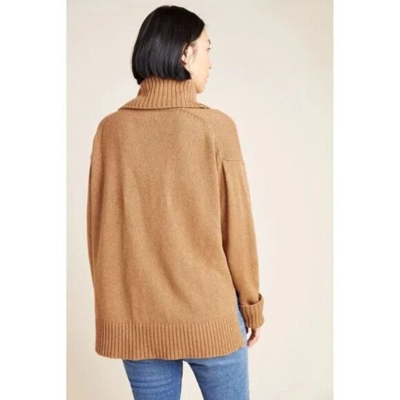 Anthropologie Blair Brown Wool Blend Turtleneck Sweater Oversize Size XS - Picture 2 of 7